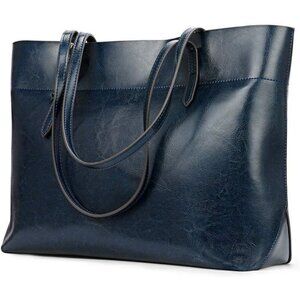 ⚡Women Dark Blue Vintage Genuine Leather Tote Shoulder Bag Satchel Handbag